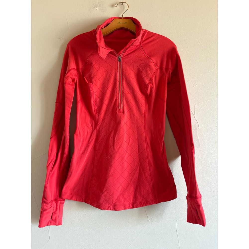 Lululemon Run Toasty Tech Pullover Red Quilted 1/2 Zip Fleece Large